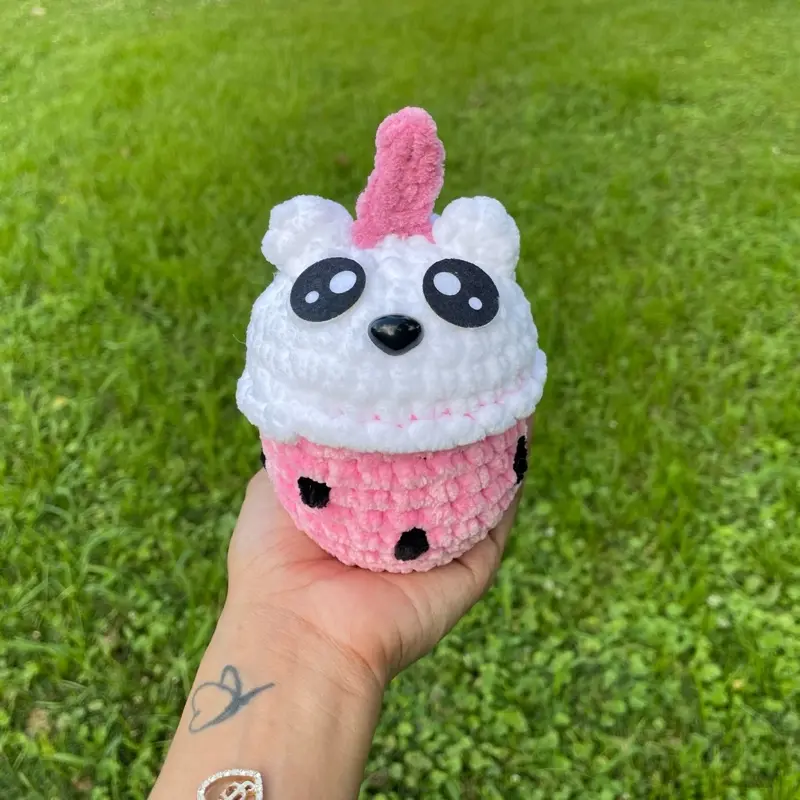 Handmade crochet boba bear