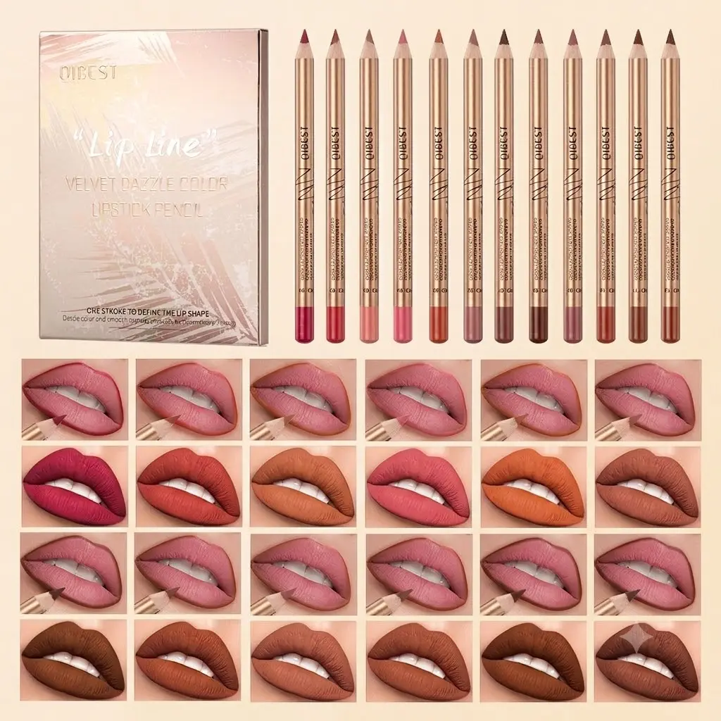 12 PCS Matte Lip Liner Set, Waterproof Lip Liner Pencil, Long Lasting Smudge Proof Creamy Lip Liner for Women, Daily Red Nude Brown Natural Professional Lip Makeup Kit