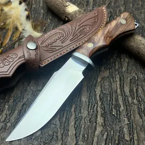 Artisan-Crafted Kitchen & Fruit Knife, High-Hardness Steel with Carved Leather Sheath