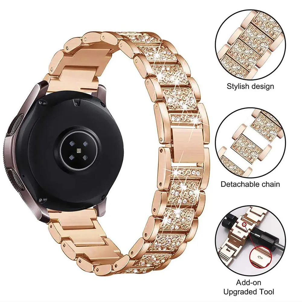 1pcs 20/22mm Sparkling Rhinestone Watch Women Band for Samsung Galaxy Watch, Compatible with Huawei, Xiaomi & Amazfit Watches, Smart Watch Straps, Smart Watch Accessories, Smartwatch Strap