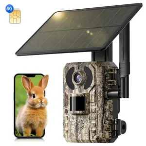 Wireless 4G-LTE Outdoor Hunting Trail Camera, Solar Powered Trail Camera, SIM Card Included, Remote Phone Access, Motion Activated,Low Light Night Vision,For Hunting,Ranching,Security Monitoring,Camouflage Hiding