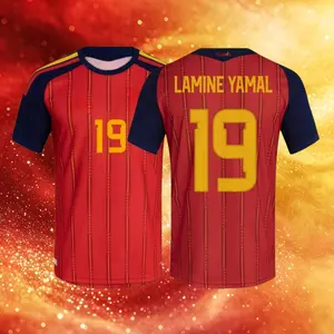 2026 Spain Home And Away Red And White 19# Lamine Yamal And 20# Pedri Short And Long Sleeve Soccer Jersey Fans Version