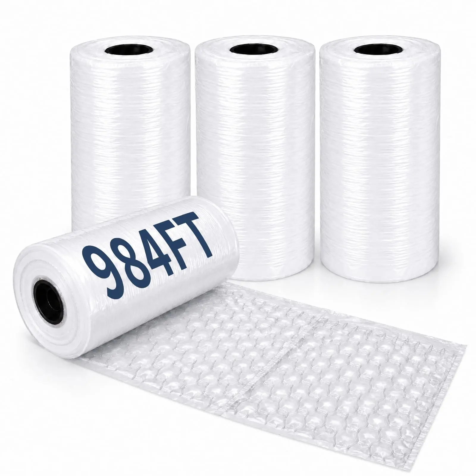 4 Rolls 984 FTx1/2"x12" Bubble Wrap Roll Perforated Packing with 1/2" Air Bubbles Pre-Cut Lines for Shipping Moving Storage