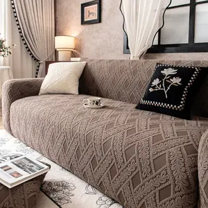 1pc Solid Color Wicker Pattern Sofa Cover, Warm and Soft, Pet Furniture Protector, Dust-Proof, Suitable for All Seasons, Dustproof Sofa Cover, Couch Cover
