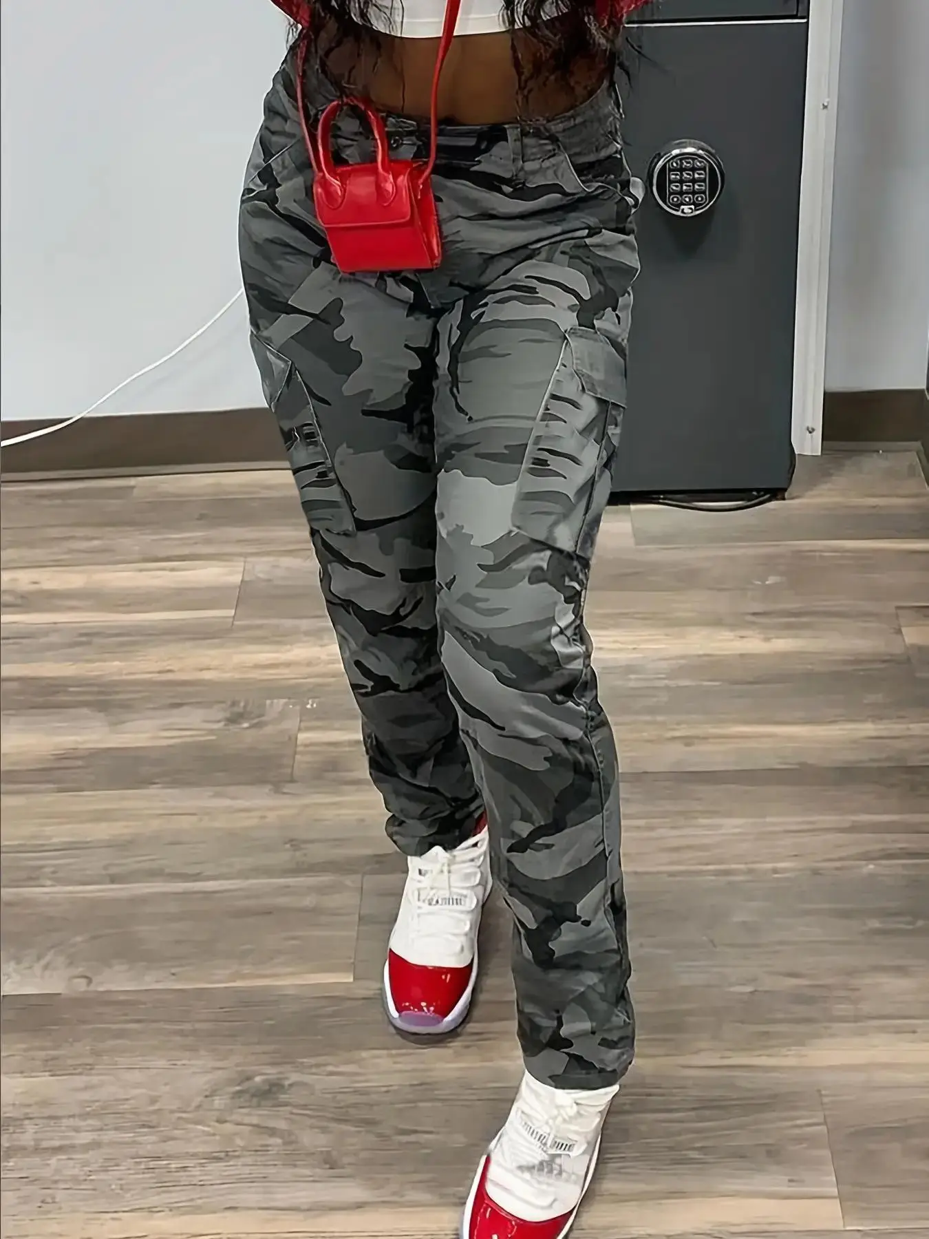 Y2K Camo Print High Waist Cargo Pants, Summer Outfits, Lady Fashion Comfort Multi-pocket Design Utility Pants for Everyday Outdoor, Camo Cargo Pants,