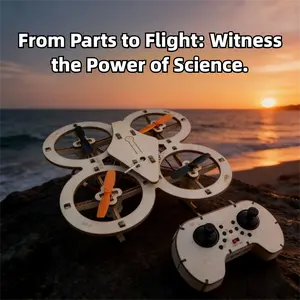 DIY Wooden Building Blocks Flying, Drone Model Kit Plane Toy, Remote Control RCAircraft Training, stunt flip Assembly Quadcopter, Mini Drone Model