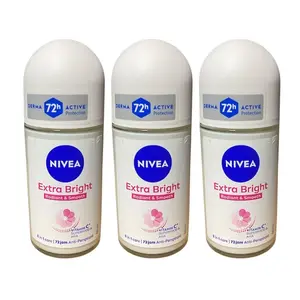 Nivea Extra Bright Radiant & Smooth 3 Pack Antiperspirant Deodorant - 72-Hour Active Formula, Moisturizing & Deodorizing, Effective Against Bacteria