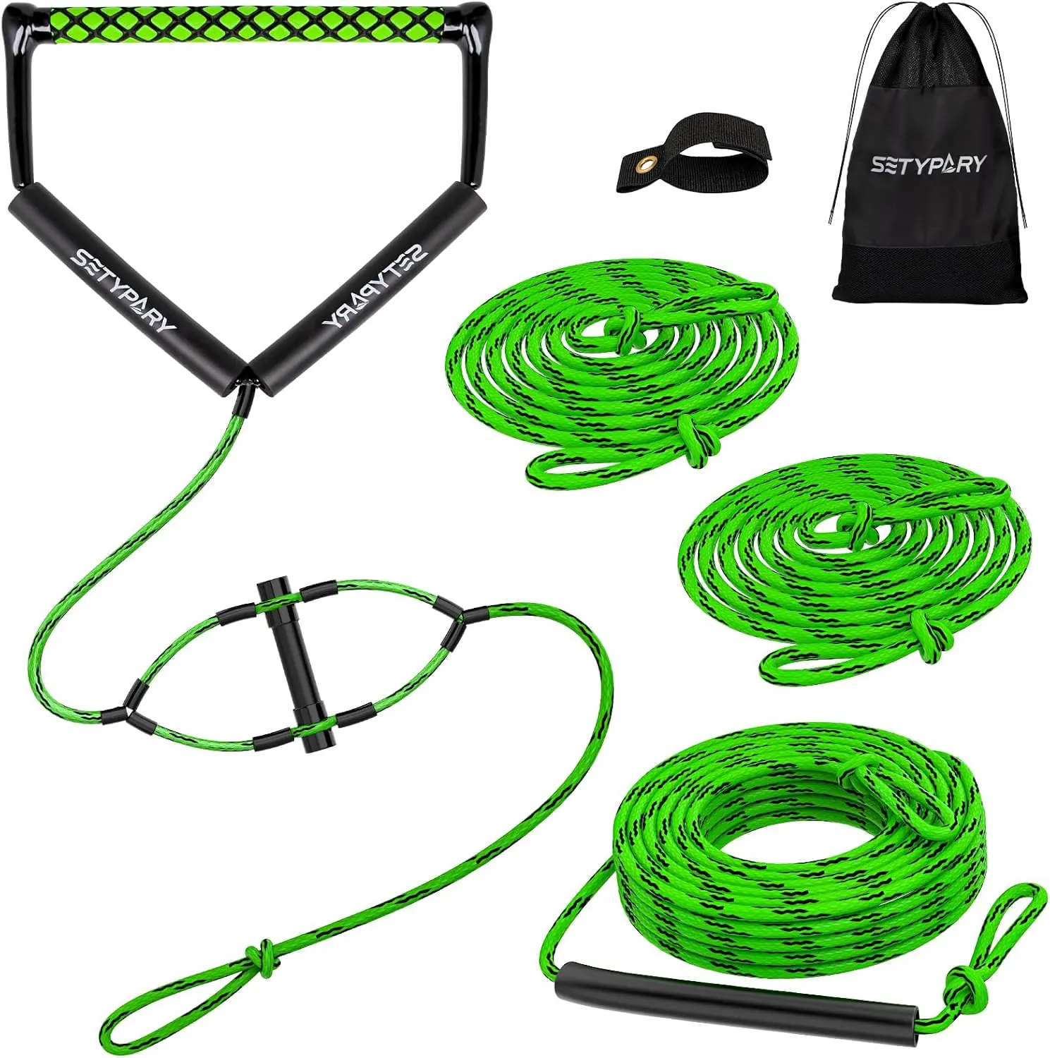 75FT Wakeboard Rope and Handle, Floating Water Ski Rope for Watersports, 4 Sections Ski Ropes for Water Skiing, Kneeboarding, Wakeboarding SETYPARY
