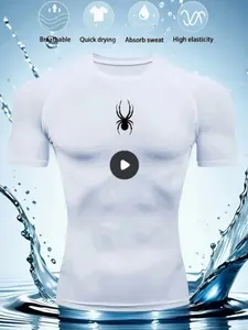 Men's Quick-Dry Moisture-Wicking Compression Shirt, High Stretch Breathable Fabric, Geometric Pattern, Suitable for Gym Running Cycling Swimming Yoga