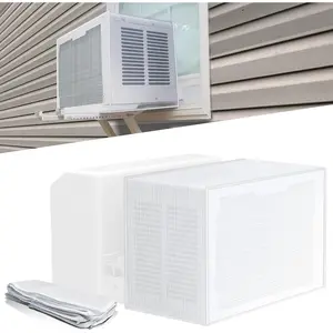 Air Conditioner Covers for Outside Window Units: Mesh Cover for U AC 8000BTU 10000BTU 12000BTU, Waterproof Breathable PVC AC Cover, Anti-Leaf, Easy, 20"x12.2"x13.4", White