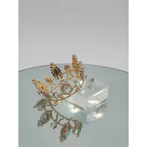 Mini Tiara for Quinceañera Doll/Bear #161 - 1.5" Tall Round Tiara with 2.25" Circumference Metal Alloy Rhinestone Crown for Dolls & Stuffed Animals