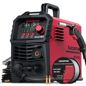 Arccaptain MIG165A MIG Welder 110V/220V, 2025 Newest [Large LED Display] 4 in 1 Gasless/Gas MIG/Lift TIG/Stick Welding Machine Multiprocess Welder Machine, IGBT Inverter Welder with Synergy, 2T/4T, Black Friday Deals, Chrsitmas Gift for Man and Dad