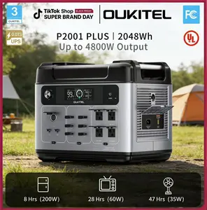 OUKITEL 2048Wh Portable Power for Mini Fridge, Projector & Camping Gear & Projector (Peak 4800W) Solar Generator with LiFePO4 Battery, USB-C, Folding Solar Panel & 1-Hour Fast Charging | Home Backup & Emergency Power travel rv