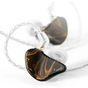 MMCX in Ear  Headphones,Triple Driver IEM in-Ear Earphone for Musician Drummer, Noise-Isolation HiFi Stereo Earbuds with Two Detachable Cables(Golden Obsidian)