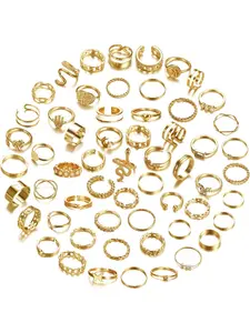 58 PCS Vintage Knuckle Ring Set for Women Bohemian Stackable Joint Finger Rings Stacking Butterfly Snake Hollow Carved Crystal Midi Silver/Gold Rings Pack for Gift