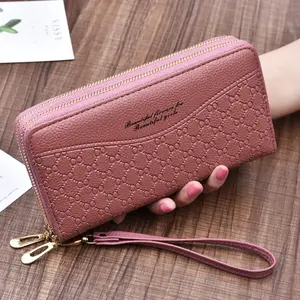 Women Wallet Long Large Capacity Double Zipper Clutch  Double Layer Clutch Bag Wallet, Women Large Wallet RFlD Anti-theft Leather Wallets for Women Long Zipper Ladies Clutch Bag Female Phone Purses Card Holder Cash Sections Wallets Women Wallet Women
