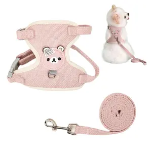 Cat Harness, Pet Safe Escape Proof Soft Adjustable Vest Harness for Cats & Dogs with Breathable Mesh Fabric & Matching Leash for Outdoor Walking