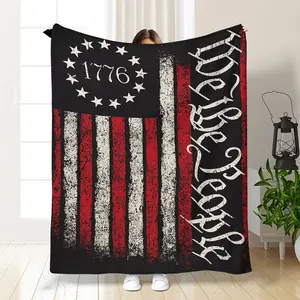 We The People Print Throw Blanket - Machine Washable, Hypoallergenic Polyester, Office Shawl, Travel, And Nap Throw Blanket