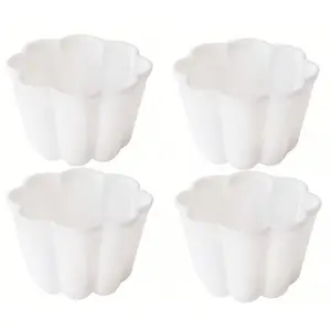 4 Pack Flower Shape Pudding Mold Set | Non Stick PP Tart & Cake Pan for Bread Jelly Mousse | Reusable 3D Dessert Mould for Creative Decor | Durable Baking Tools for Party Wedding & Home Bakers
