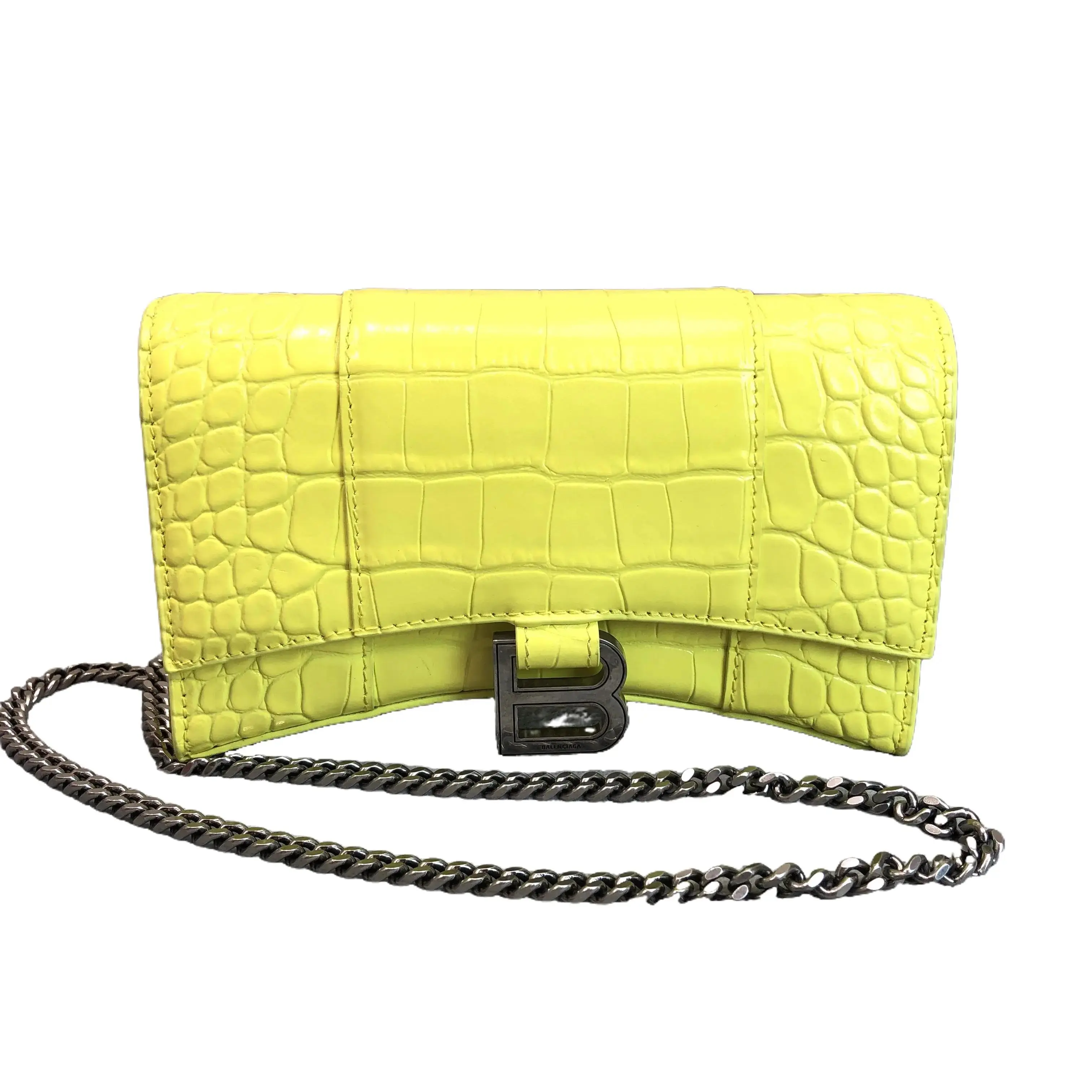 Pre-owned Balenciaga leather Clutches & Wristlets hourglass chain wallet 001226 yao