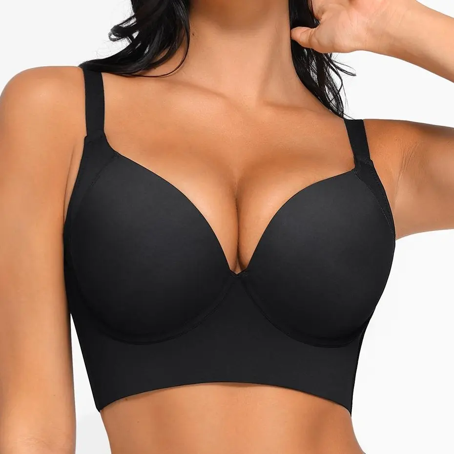 FeelinGirl One-piece High Coverage underwire bra Flexible Side Boning Comfortable Underwear Back Smooth Adjustable Straps