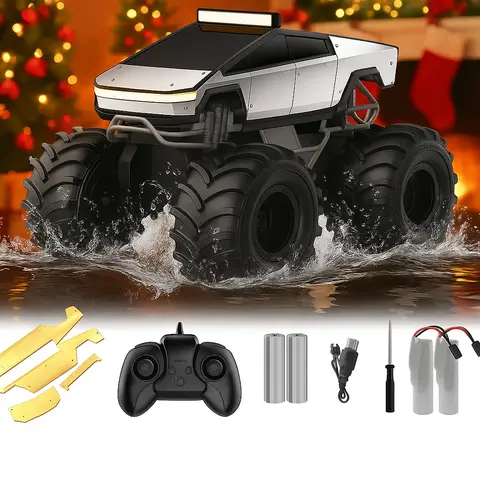 1:18 Scale Cybertruck Remote-Controlled RC Car - 2.4GHz Amphibious Waterproof 4WD Offroad Toy, Mini Controller, RC Cars for Boys, Kids Christmas Gifts Boys & Small Holiday Picks