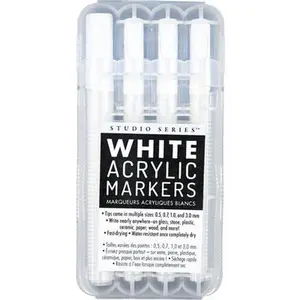 Studio Series White Acrylic Markers (Set of 4 Permanent Markers with Different Tip Sizes) -- , Other Merchandise