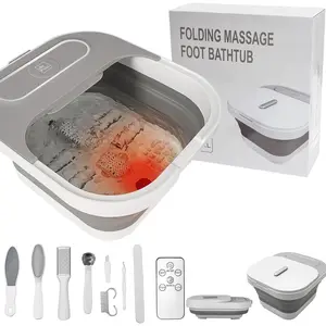 Collapsible Foot Spa Bath with Heat and Massage Rollers, Bubble, Foot Pedicure Kit, Temperature, Red Light, Pedicure Foot Spa, Foot Bath