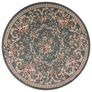 Avalon 5602 Slate Blue Aubusson Machine Woven Performance Area Rug - KAS