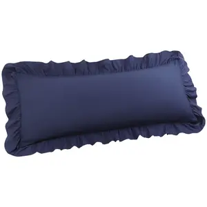 PiccoCasa Brushed Ruffle Body Pillowcases, Soft Breathable Pillow Covers with Envelope Closure, 4inch Hem Microfiber Long Pillow Case 20"x48" Navy Blue