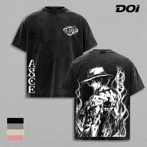 Portgas D Ace Flame Tattoo Graphic Tee, Vintage Washed One Piece Anime Shirt, Fire Fist Ace Design with Burning Aura Illustration, Heavyweight Cotton Unisex Streetwear Top, Gift for One Piece Fans and Anime Lovers