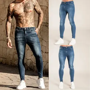 skinny jeans  party outfits  graduation outfits 2023 Men Elastic Skinny Jeans Solid Color Stretch Pencil Pants Streetwear Mens Blue Black Denim Jeans Jogging Cowboy Trousers Coats Menswear Fashion Pockets Soft Comfy Fabric Sexy Shoe