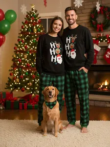 Couple Christmas pajama set: Comfortable pajama set, perfect for holiday photos and pajama parties