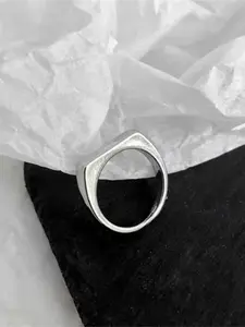Minimalist Stainless Steel Promise Ring for Her & Him, Asymmetrical Design Simple Engagement Ring, Wedding Promise Rings, Fashion Women & Male Accessories As Gift, Vintage Rings Jewelry for Both Men & Women