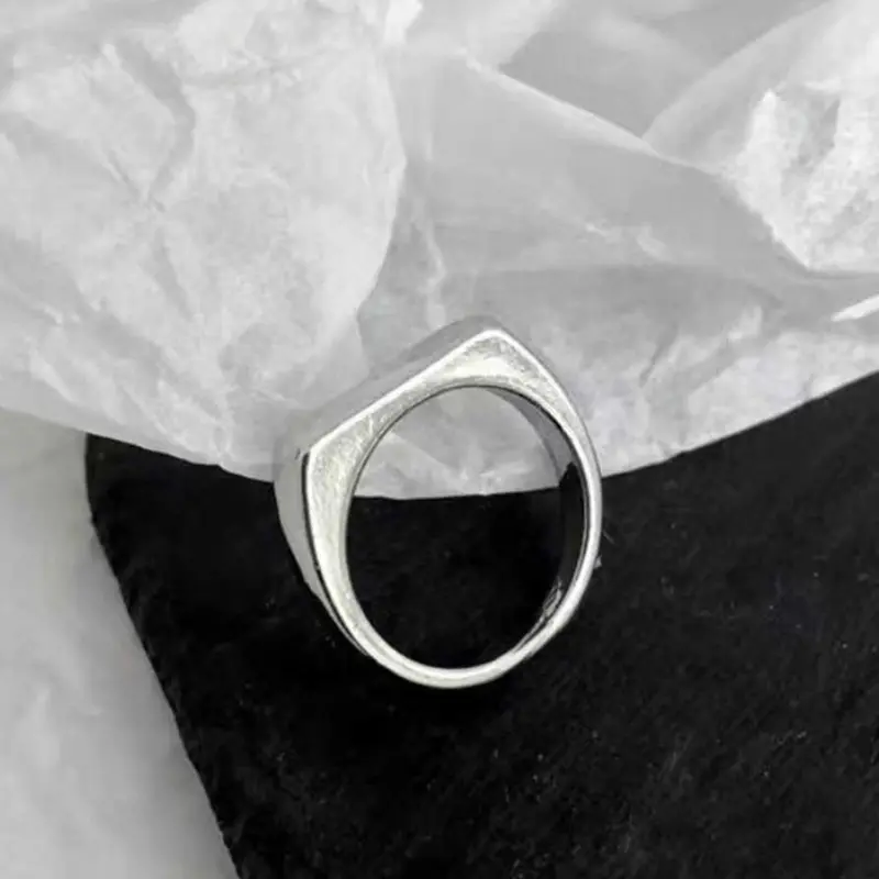 Minimalist Stainless Steel Promise Ring for Her & Him, Asymmetrical Design Simple Engagement Ring, Wedding Promise Rings, Fashion Women & Male Accessories As Gift, Vintage Rings Jewelry for Both Men & Women, Beautiful Rings