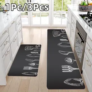 Thick Kitchen Mat with Cutlery Pattern, Durable and Long-Lasting, Ideal for Kitchen, Living Room, Hallway, Balcony, Home Decor