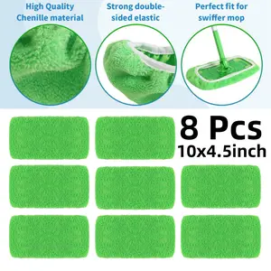 A set of 8 Reusable Microfiber Mop Pads Compatible with Swiffer Sweeper Mop, Wet and Dry Flat Swiffer mop Cover 10x4.5inch Washable Swiffer Pads for Surface/Hardwood Floor Cleaning (Mop is Not Included) - Home Improvement. Cloth