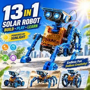 STEM 13-in-1 Solar Robot Building Kit, Educational Science Toy for Kids, DIY Engineering Set, No Batteries Required