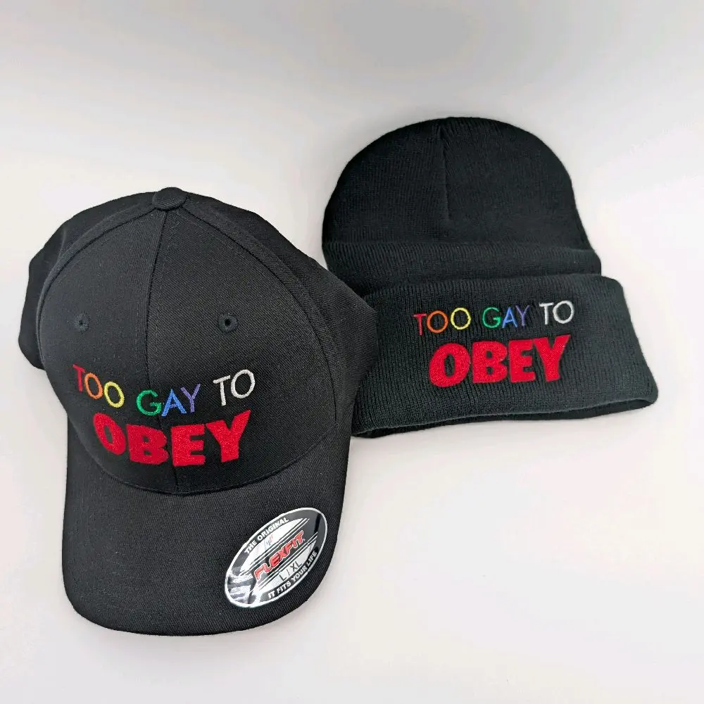 Too Gay To OBEY Hat or Beanie