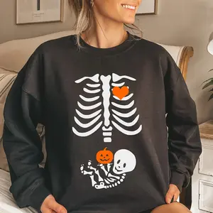 Skeleton Halloween Maternity Sweatshirt, Funny Pregnancy Announcement Shirt 2023, Pregnant Women Costume, Fall New Mom Sweater, Mommy to Be Gift