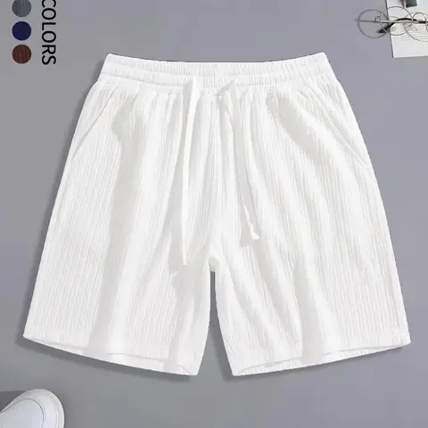 Men's Solid Drawstring Waist Shorts, Regular Fit Casual Pocket Shorts for Summer, Men's Bottoms for Daily Wear
