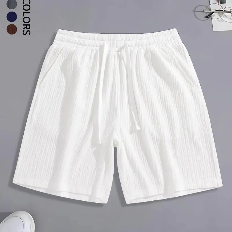 Men's Solid Drawstring Waist Shorts, Regular Fit Casual Pocket Shorts for Summer, Men's Bottoms for Daily Wear