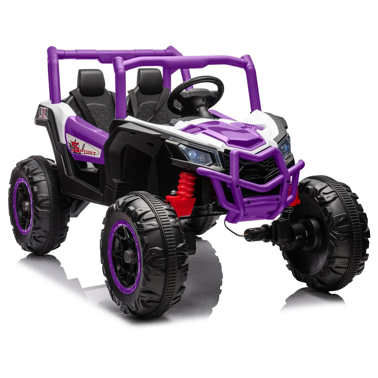GARVEE 2-Seater 24V 4WD Battery-Powered Off-Road Ride On ATV Truck Toy for Ages 3+, Remote Mode, Durable Metal Frame, Anti-Skid EVA Wheels, LED Lights, Spring Suspension, Purple