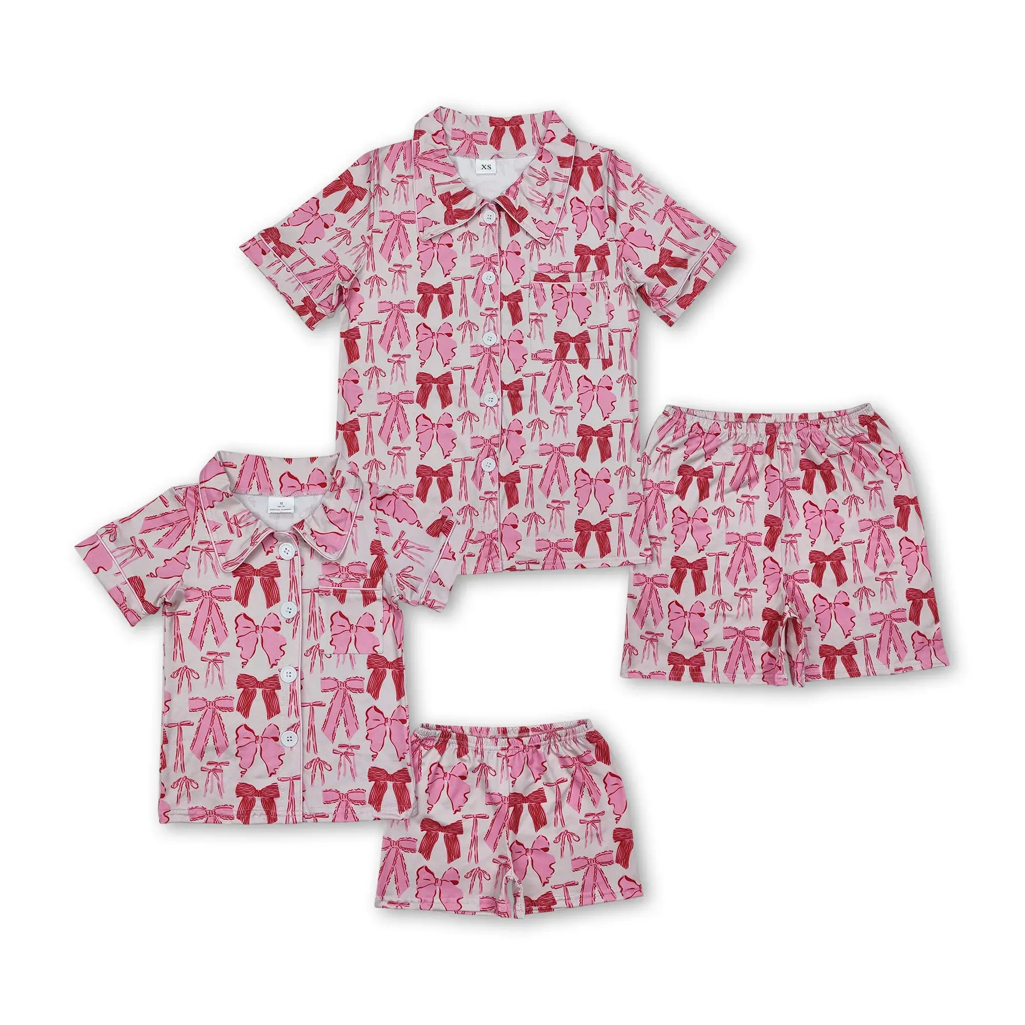 Mummy and Me Summer Pajamas Set Bow grandmillennial Summer Sleep Wear