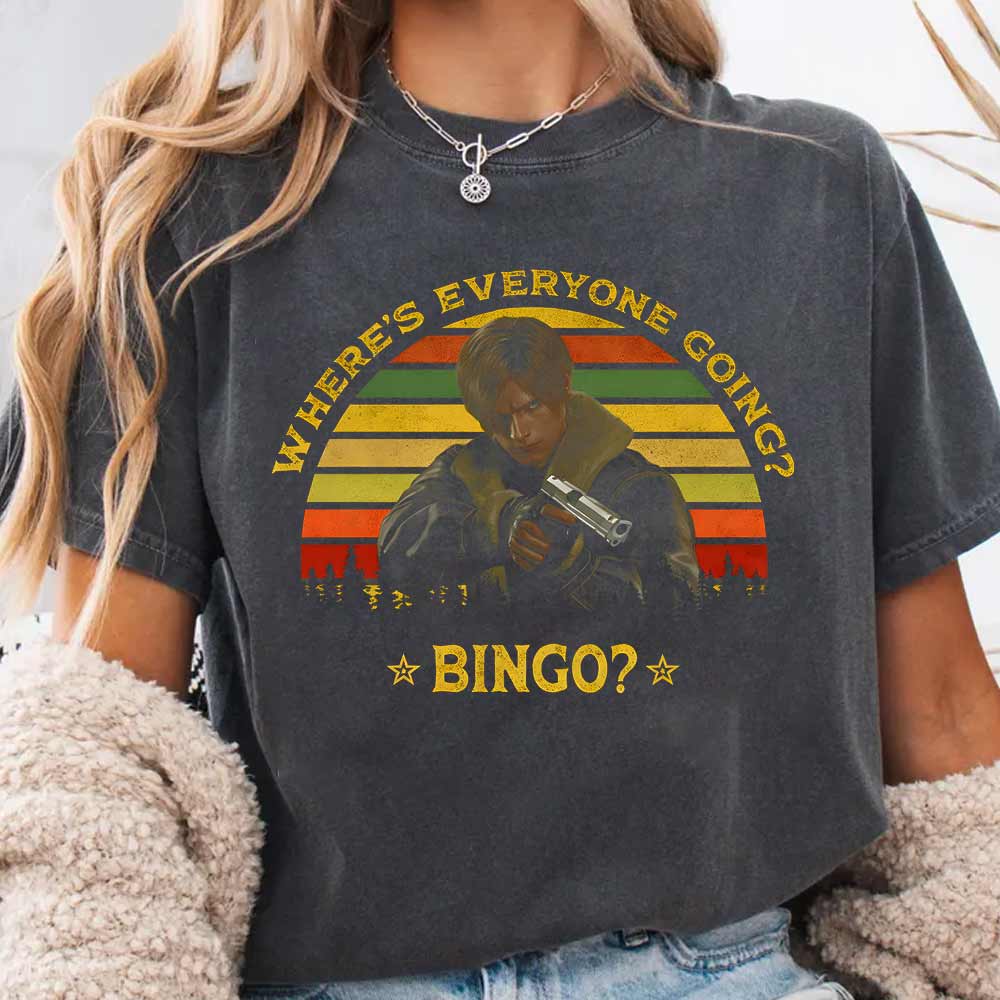 Resident Evil Leon Kennedy Bingo T-Shirt, Retro Graphic tee for friend, fans shirt - scs17401