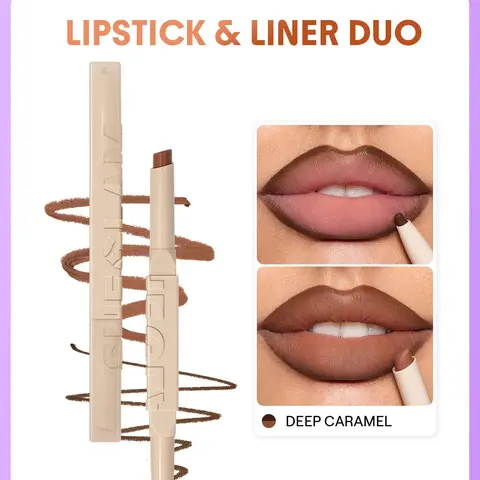 【FREE SHIPPING】SHEGLAM Glam 101 Lipstick & Liner Duo Long-Lasting Matte Lipstick Creamy Smooth Defining Lipliner High Pigment