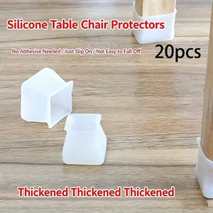 20pcs Silicone Chair Feet Pads, Thick Anti-Slip Silent Furniture Leg Protectors, Floor Protection for All Types, Easy Installation
