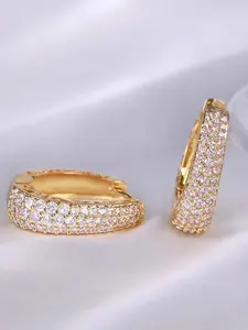 Hypoallergenic 14K Gold Plated Sparkly Diamond Hoop Earrings - Glamorous Jewelry for Women's Daily Wear, Party & Special Occasions