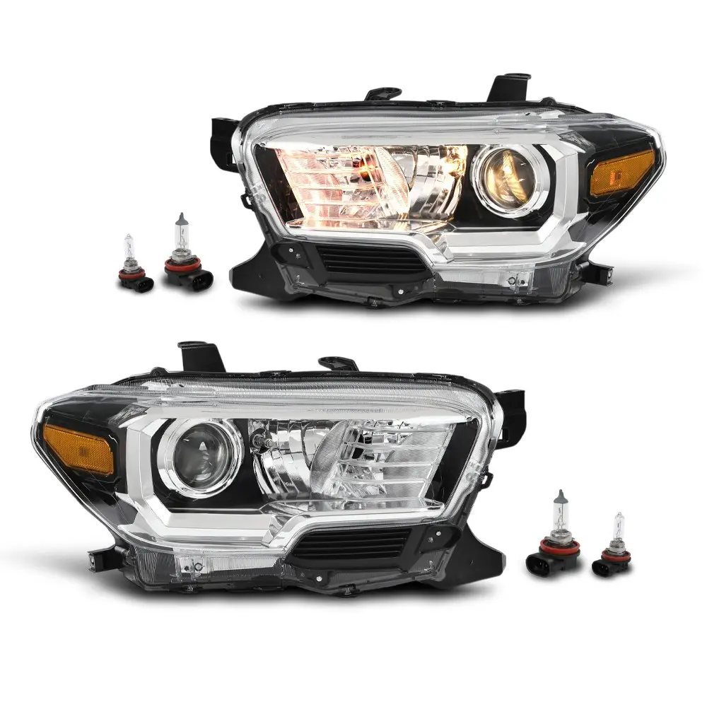 G-PLUS Halogen Headlights for 2018 Toyota Tacoma (w/ Fog Lights, w/o LED DRL) - Car Lighting, Car Exterior Upgrade, Easy Install, Plug-and-Play Connections, Meets DOT and SAE Regulations (LH & RH Pair)