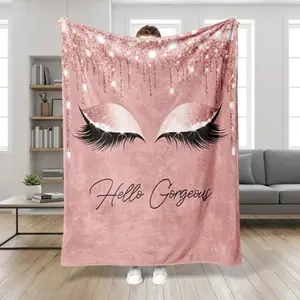 VIKAMA Sparkling Eyelash Blanket Soft Cozy Plush Throw Skin Friendly No Shedding Cute Bedroom Decor Gift for Best Friend Teens Adults Aesthetic Sparkly Blanket